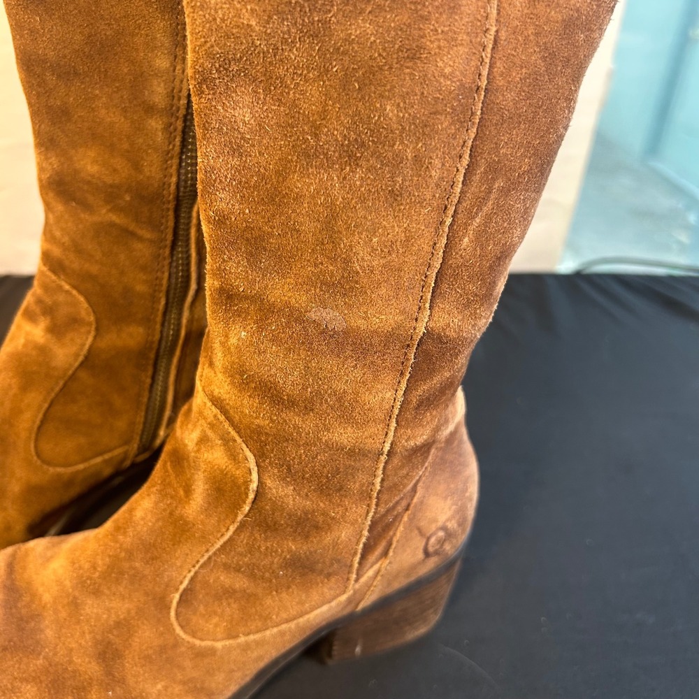 Born Brown Suede Over The Knee Riding Boots Lace Up Back Size 6.5M - Picture 7 of 13